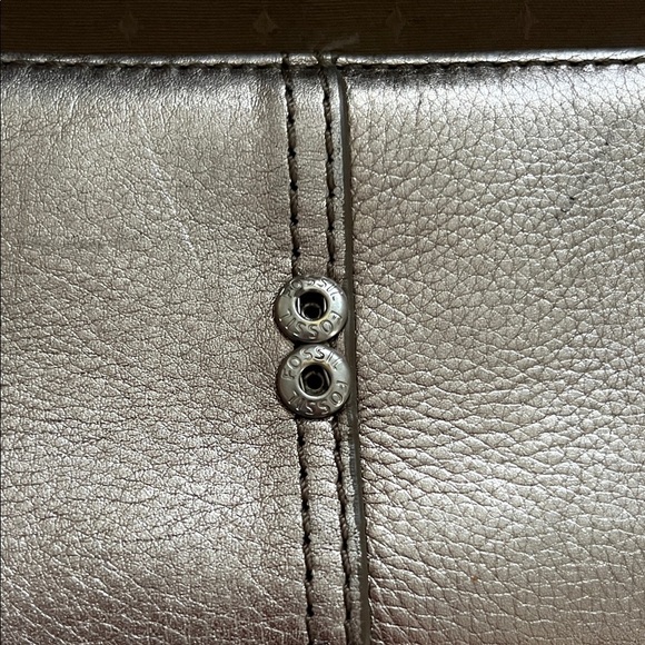 Fossil Y2K Metallic Gunmetal Silver Leather Large Bifold Wallet - Picture 14 of 17